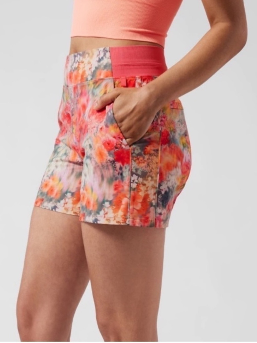 Athleta Brooklyn Floral Printed Shorts Renewed Blossom 8 Pink Colorful